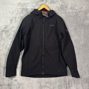 NWT New Moosejaw Black Hooded Softshell Full Zip Lightweight Jacket Size Small